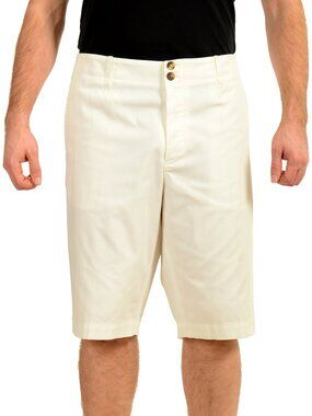 Malo Men's Ivory Flat Front Bermuda Shorts US 40 IT 56